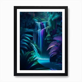 Waterfalls In A Jungle, Waterscape Holographic 2 Art Print