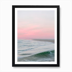 Filey Beach, North Yorkshire Pink Photography 1 Art Print