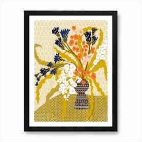 Floral Contemporary Still Life Mustard Yellow Art Print