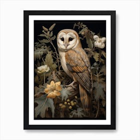 Dark And Moody Botanical Barn Owl 2 Art Print