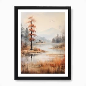 Lake In The Woods In Autumn, Painting 20 Poster