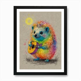 Hedgehog Playing Guitar 3 Art Print