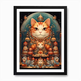 Fortune Cat Detailed Illustration 1 Art Print