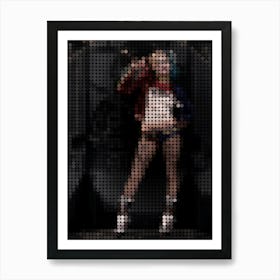 Harley Quinn In A Pixel Dots Art Style Art Print