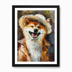 Oil Painting Smiling Shiba Inu Art Print