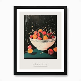 Art Deco Cherries In A Bowl Poster Art Print