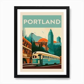 Portland Vintage Travel Poster Art Print