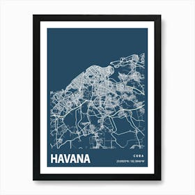 Havana Blueprint City Map 1 Art Print