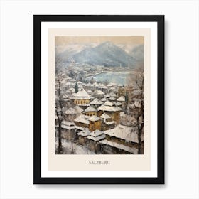 Vintage Winter Painting Poster Salzburg Austria 2 Art Print