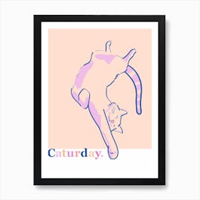 Caturday Purple Art Print
