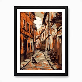 Painting Of Vienna With A Cat Drawing 3 Art Print