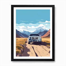 A Cadillac Escalade In The Andean Crossing Patagonia Illustration 4 Art Print