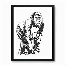 B&W Gorilla 2 Art Print