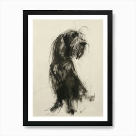 Petit Basset Griffon Vendeen Dog Charcoal Line 1 Art Print