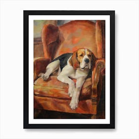 Vintage Beagle on Chair Art Art Print