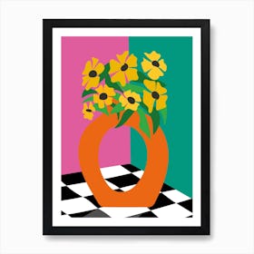 Maximalist Colorful Flowers In A Vase Art Print