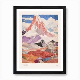 Cho Oyu Nepal 4 Colourful Mountain Illustration Poster Art Print