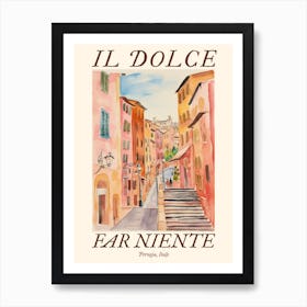 Il Dolce Far Niente Perugia, Italy Watercolour Streets 1 Poster Art Print