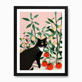 Cat And Tomatoes 1 Art Print