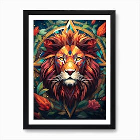 Abstract Lion Head Art Print