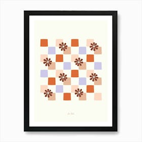 Boho Daisy Checkerboard Art Print