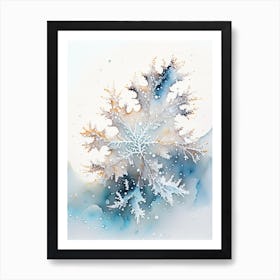 Fernlike Stellar Dendrites, Snowflakes, Storybook Watercolours 1 Art Print