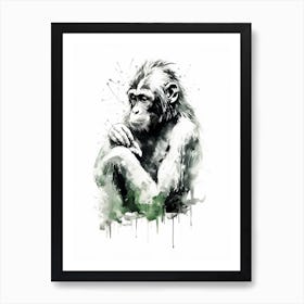 Watercolour Thinker Monkey 5 Art Print