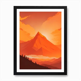 Misty Mountains Vertical Composition In Orange Tone 92 Art Print