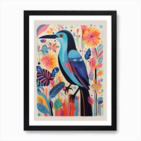 Colourful Scandi Bird Cormorant 1 Art Print