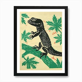 Lizard In The Leaves Bold Block 1 Art Print