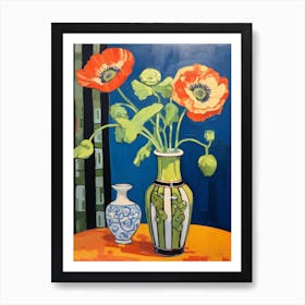 Flowers In A Vase Still Life Painting Poppy 3 Art Print