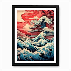 Tsunami Waves Japanese Illustration 6 Art Print