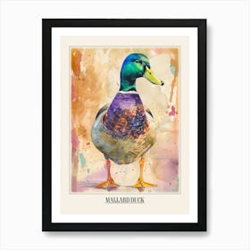 Mallard Duck Colourful Watercolour 2 Poster Art Print