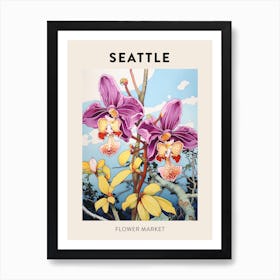 Seattle United States Botanical Flower Market Poster Art Print