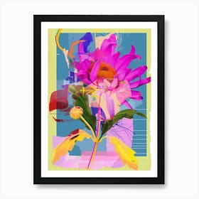 Chrysanthemum 1 Neon Flower Collage Art Print