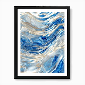 Abstract Blue And White Water Art Print