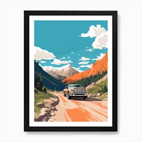 A Ford F 150 In The Route Des Grandes Alpes Illustration 4 Art Print