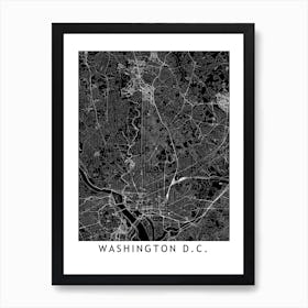 Washington Black And White Map Art Print