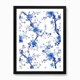 Blue And White Floral Pattern 8 Art Print