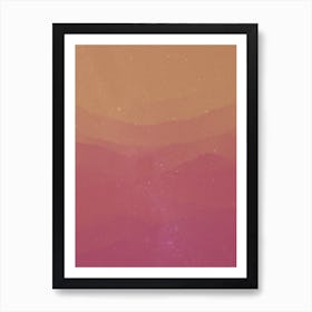 Minimal art abstract watercolor painting of evening sky light waves Art Print