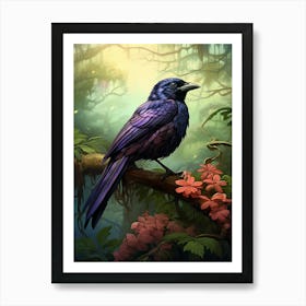 Vivid Canopy: Purple-Throated Fruitcrow Wall Print 1 Art Print