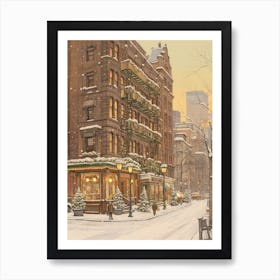 Vintage Winter Illustration New York City Usa 5 Art Print