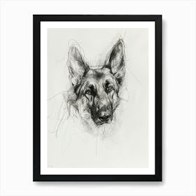 German Shepherd Dog Charcoal Line 2 Art Print