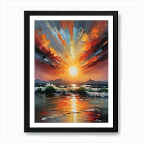 Sunset over the ocean 1 Art Print