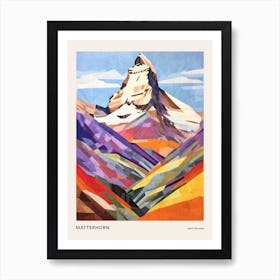 Matterhorn Italy And Switzerland 2 Colourful Mountain Illustration Poster Art Print