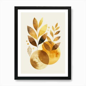 Gold Leaf Watercolor Painting Art Print