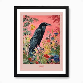 Floral Animal Painting Raven 4 Poster Art Print