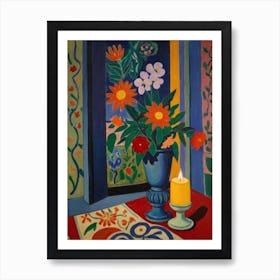 Table With Flowers Style Henri Matisse Art Print