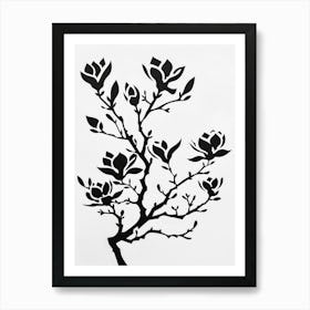 Magnolia Tree Simple Geometric Nature Stencil 2 Art Print