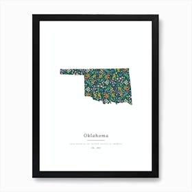 Oklahoma State | Wildflowers on Juniper Green Art Print